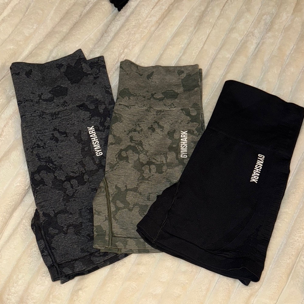Gymshark Athletic Shorts in Black and Gray with Stretchy Fabric